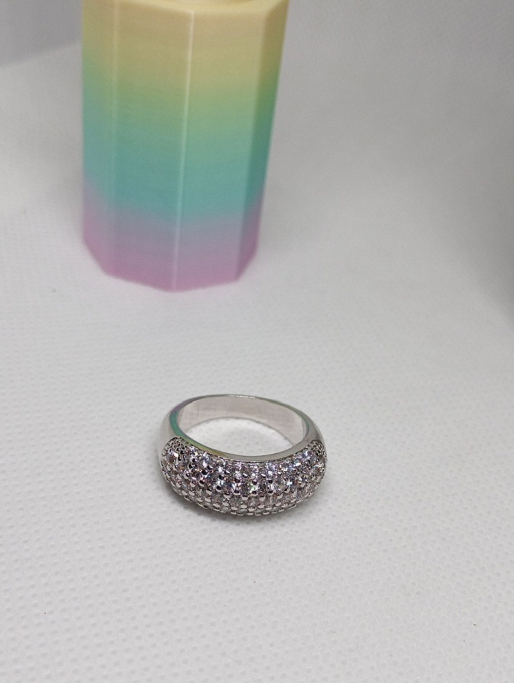 Silver Pave Crystal Dome Ring Nwot